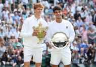 Jannik Sinner and Carlos Alcaraz at Wimbledon 2025. (Photo: Getty)
